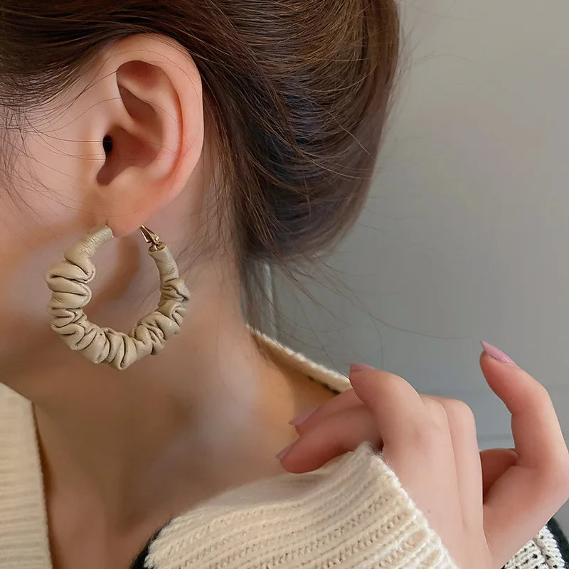 Faux Leather Hoop Earrings