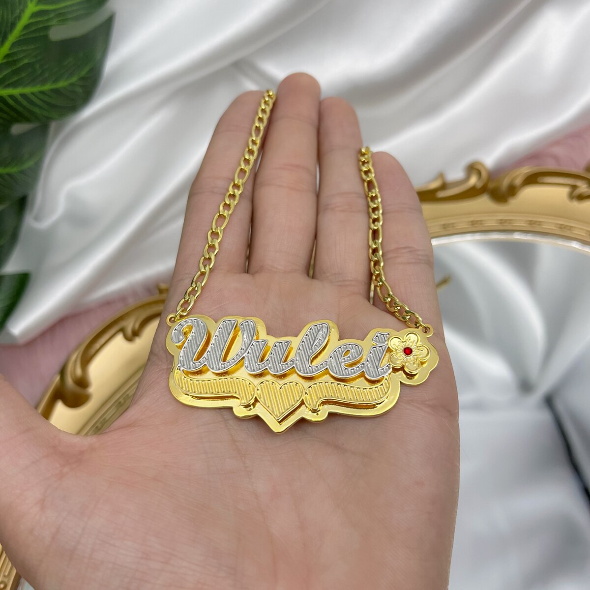 Two Toned Double Plated Custom Flower Chain