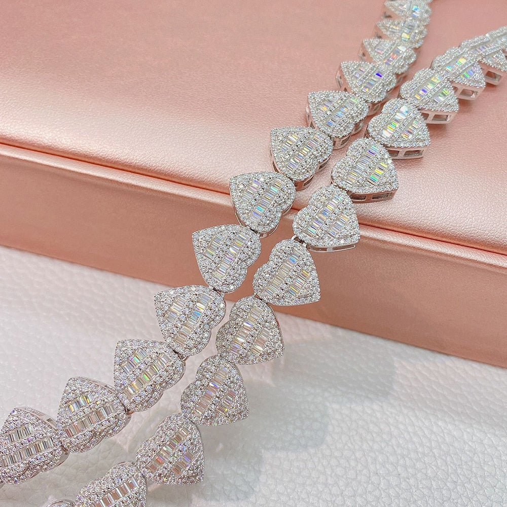 Heart Link Moissanite Chain/Bracelet