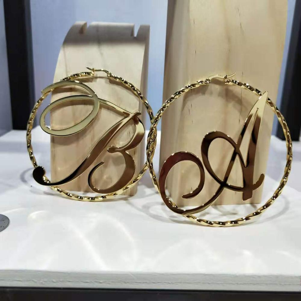 Initial Hoop Earrings