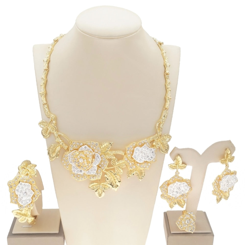 Crystal Flower Jewelry Set
