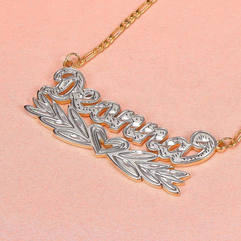 Two Toned Double Plated Custom Heart Necklace (6)