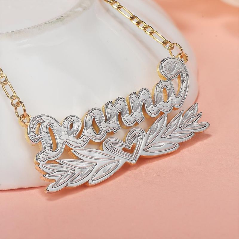 Two Toned Double Plated Custom Heart Necklace (6)