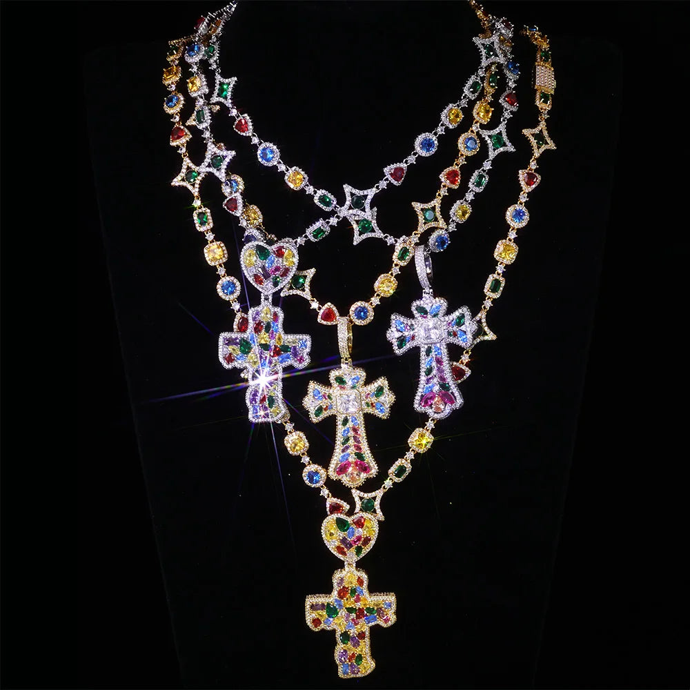 Rainbow Cross Necklace