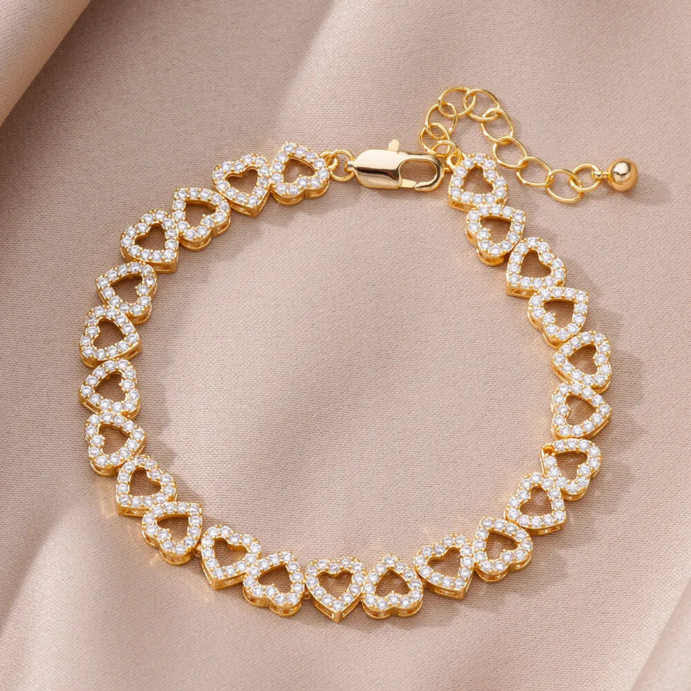 Crystal Open Heart Link Bracelet