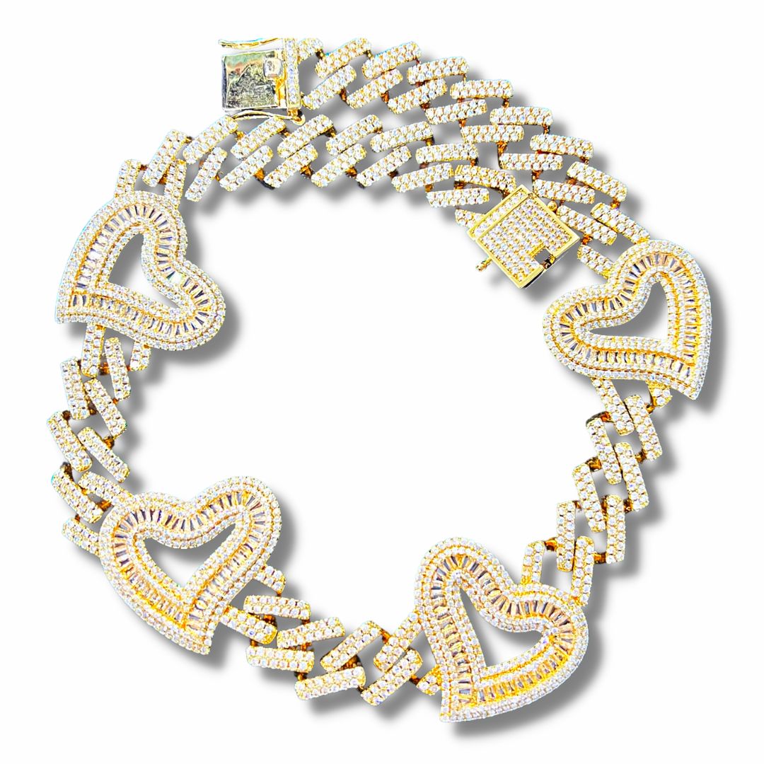 Crystal Heart Miami Cuban Link Chain