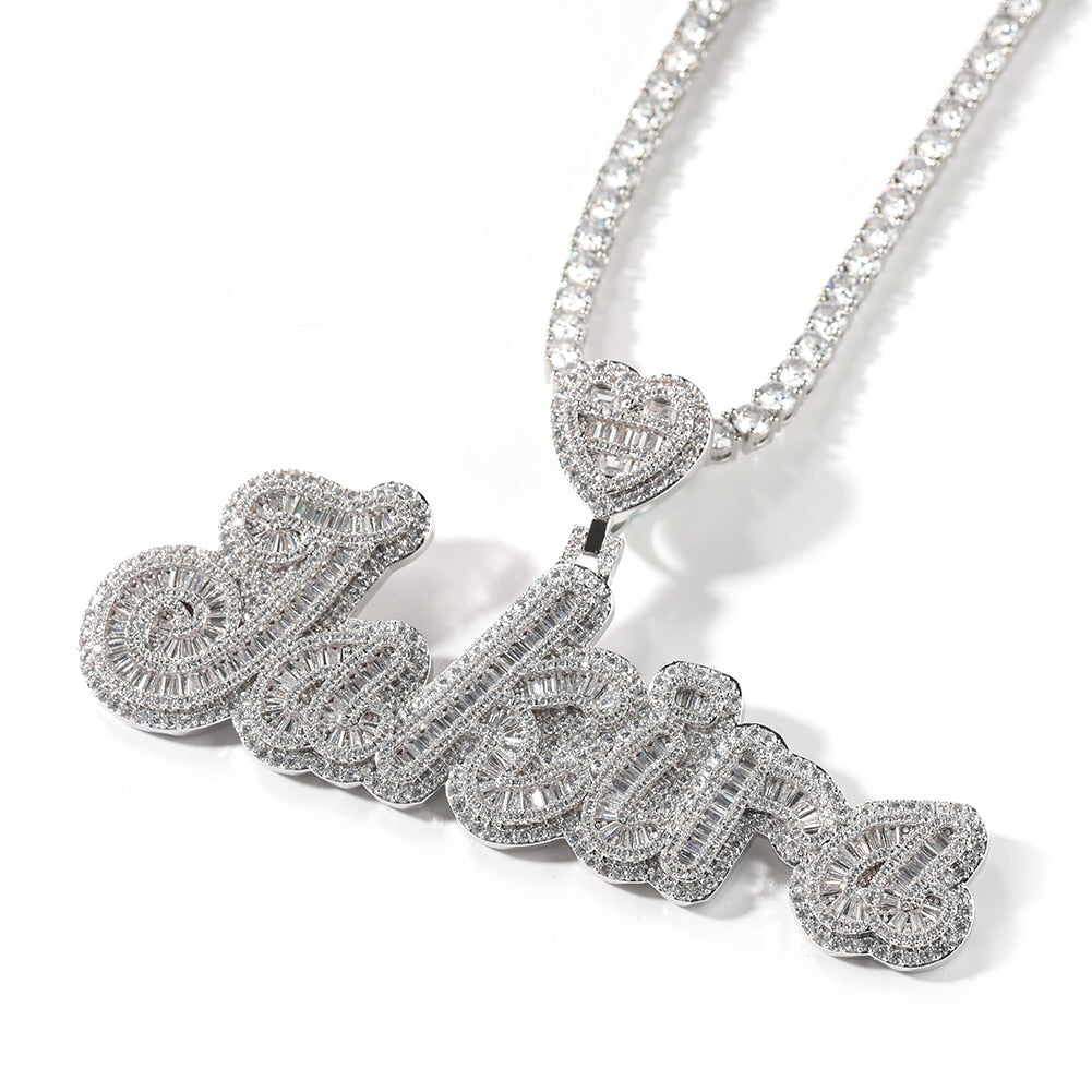 Luxe Baguette Crystal Heart Chain