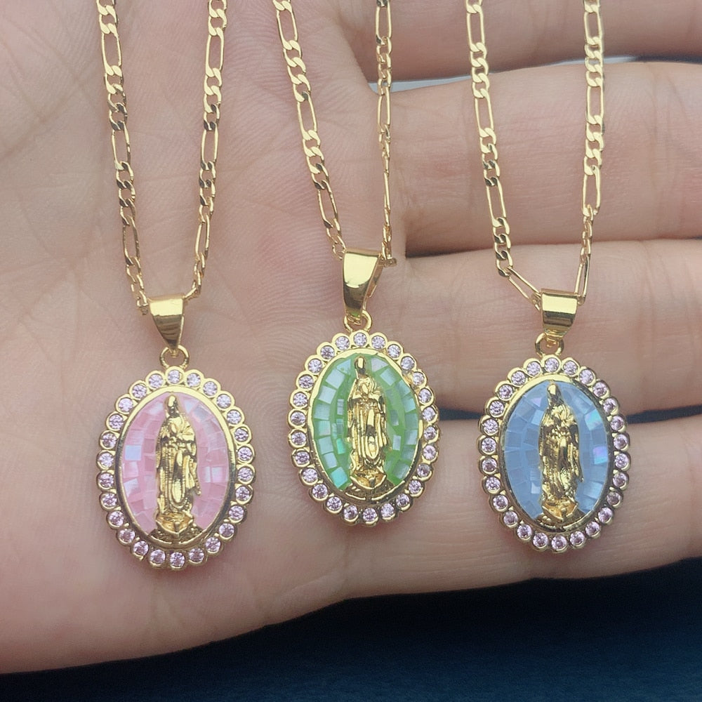 Crystal Virgin Mary Necklaces