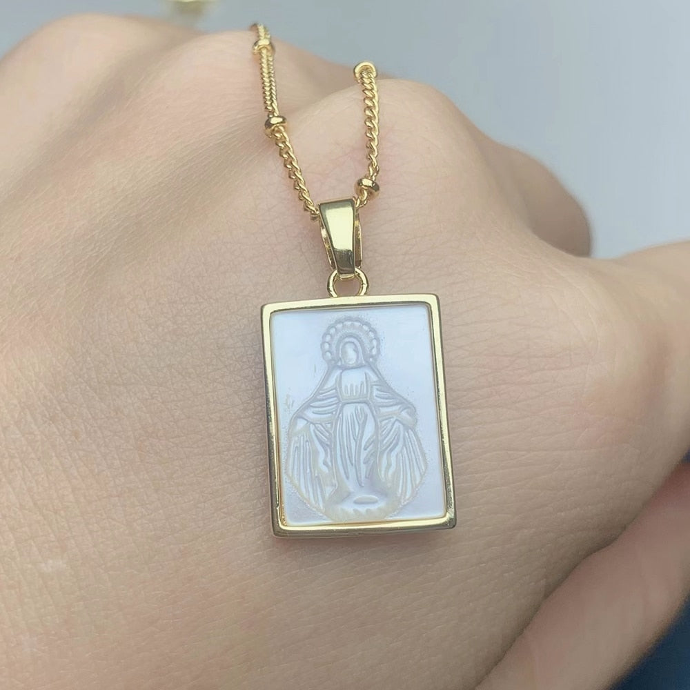 Square Virgin Mary Necklace