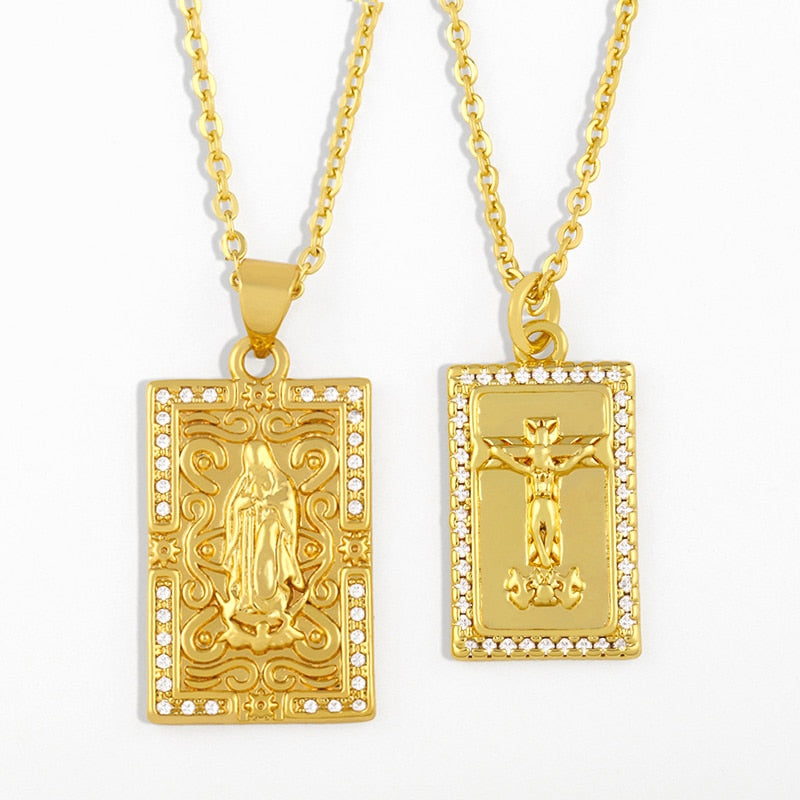 Crystal Virgin Mary Necklace