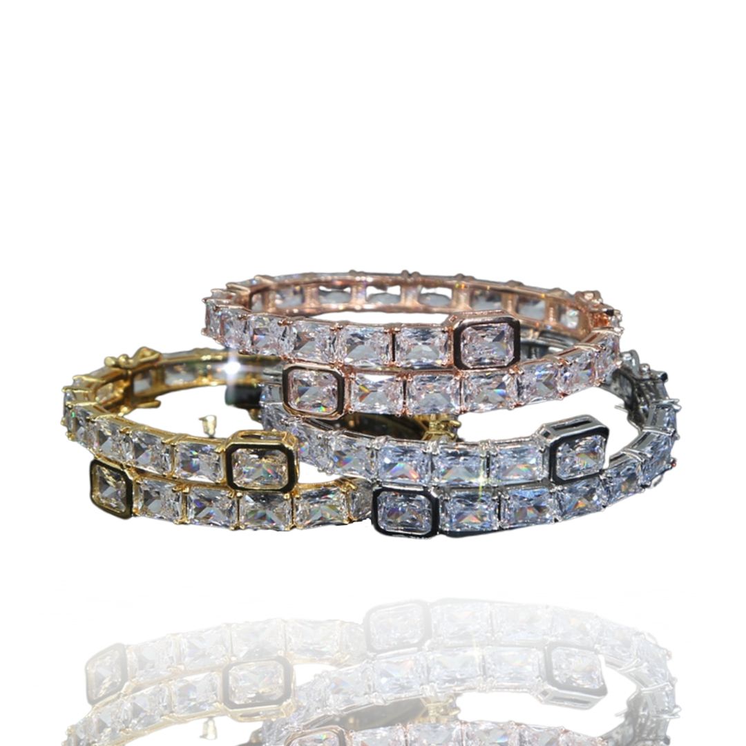 Large Crystal Baguette Bangle