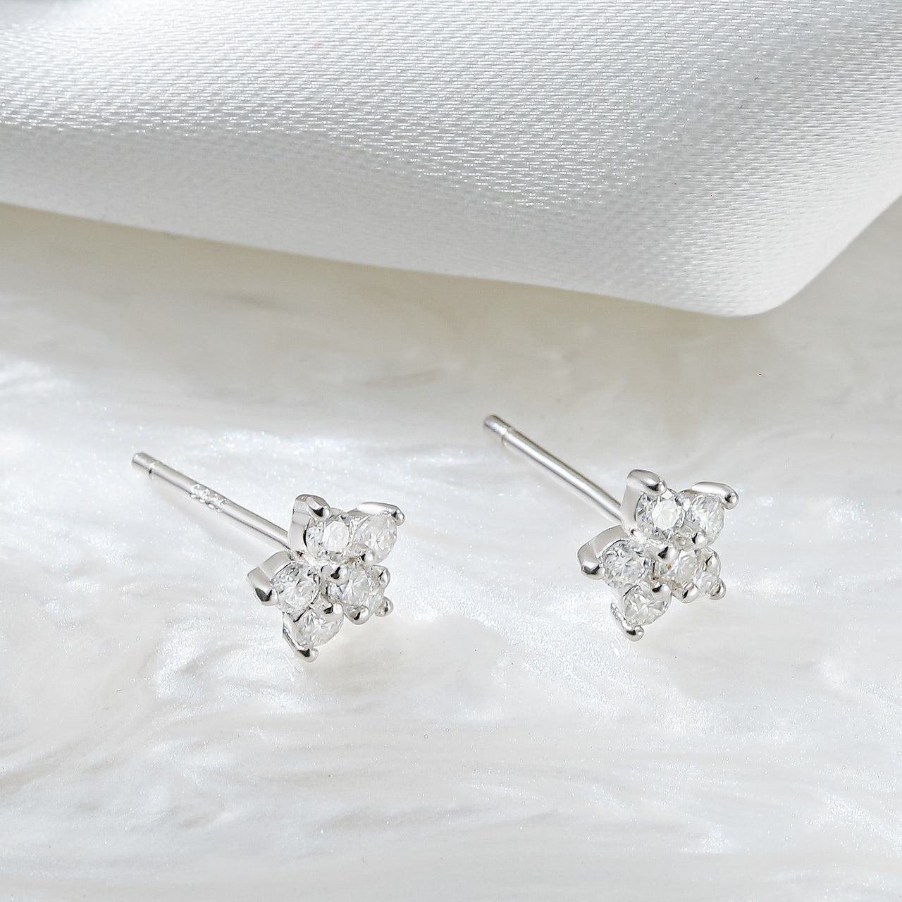 Moissanite Flower Stud Earrings