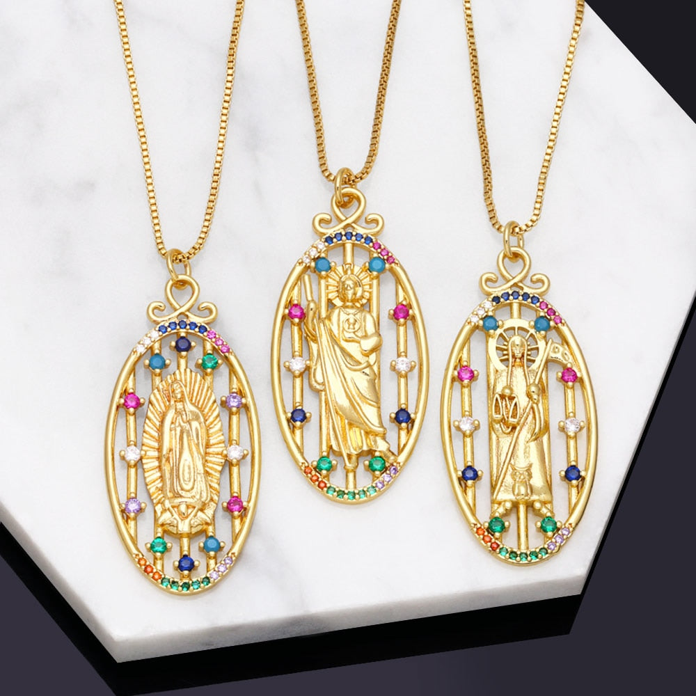 Crystal Virgin Mary Necklace