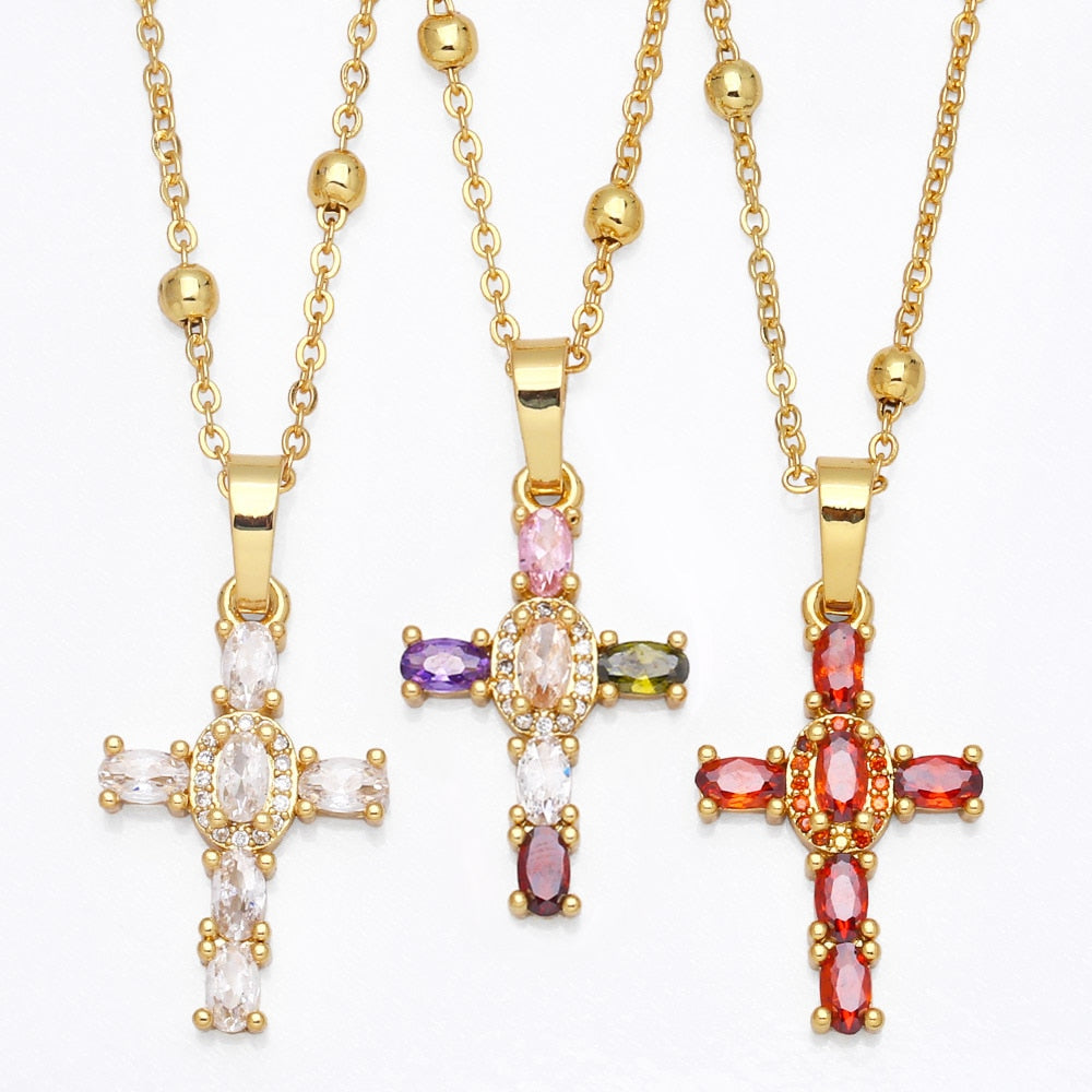 Crystal Cross Necklaces