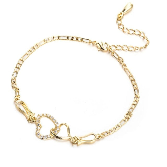 Double Heart Anklet