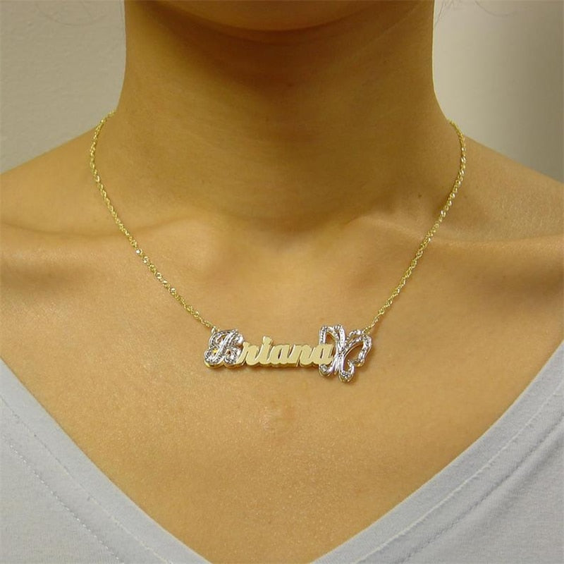 Two-Toned Double Plated Custom Butterfly Necklace