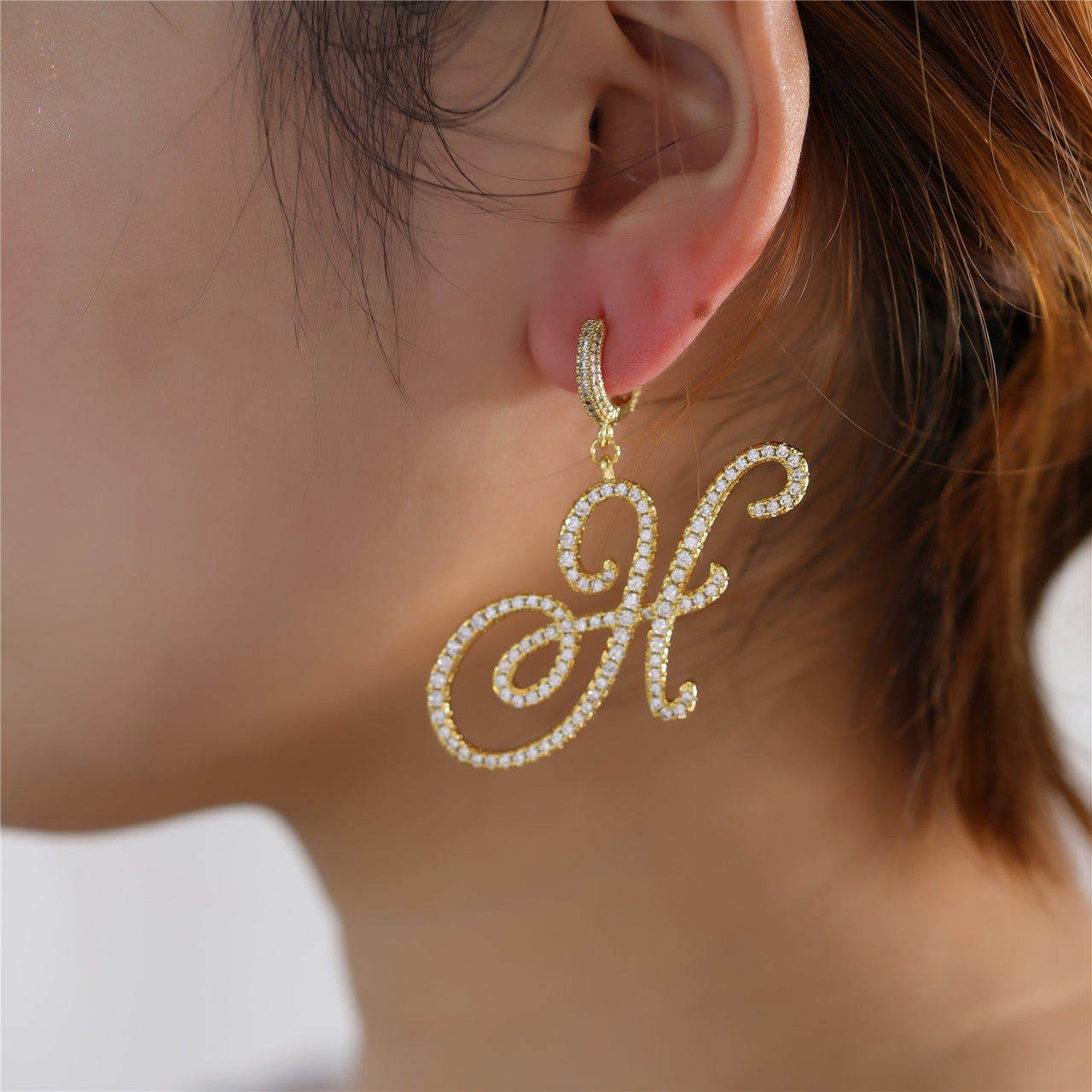 Crystal Initial Earrings