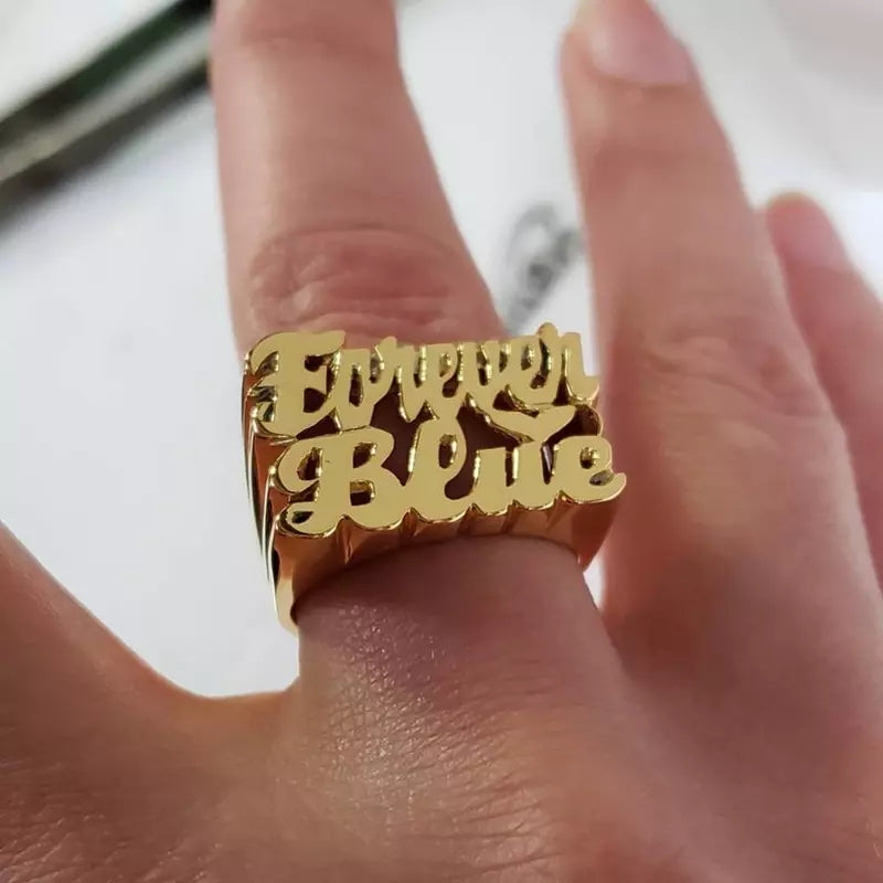Double Plated Double Name Custom Ring